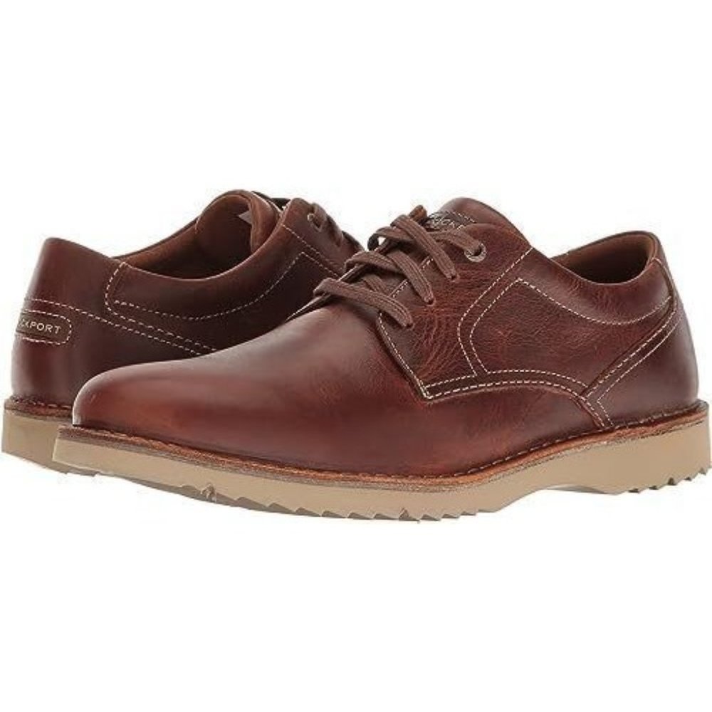 Breathable Rockport Men Cabot Plain Leather Lace Up Toe Shoe Brown Leather 9W US